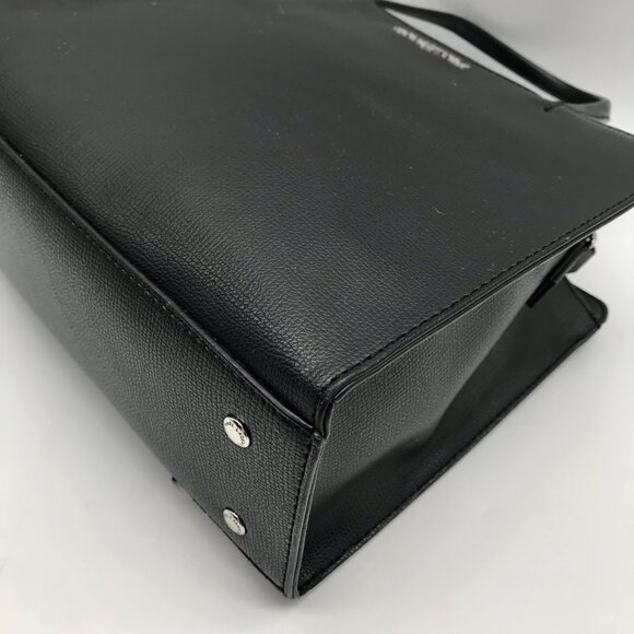 Karl Lagerfield Black Leather Paris Maybelle Convertible Satchel Bag - Picture 6 of 11